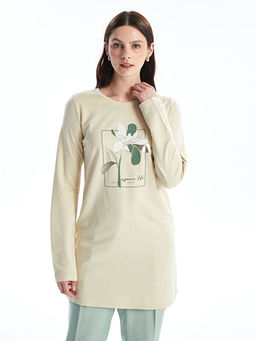 Bisiklet Yaka Bask?l? Kad?n Tunik