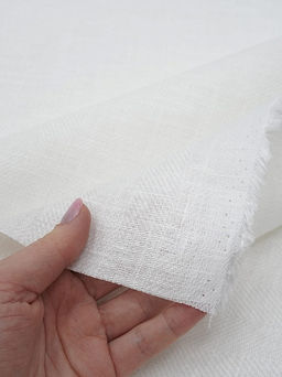 Льняной жаккард Елочка цв.белый, ш.1.5 м, лен-100%, 280гр/м.кв - Купава фото 6