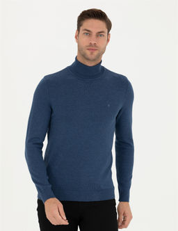 _ndigo Melanj Slim Fit Bal_k__ Yaka Basic Triko Kazak