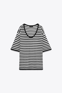 OVERSIZED KNIT SHORT SLEEVE TOP - Zara фото 7