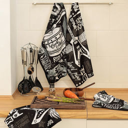 Набор кухонных полотенец Доляна Rock'n'roll 35х60см-4шт, 100% хл  фото 6