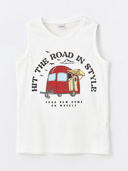 Bisiklet Yaka Bask?l? Erkek ?ocuk Atlet