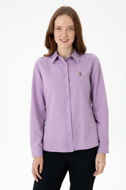 Женская сиреневая базовая рубашка с длинным рукавом - U.s. polo assn фото 15