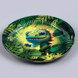 Цена за 10 шт. Тарелка бумажная Динозавр, 18 см - Страна карнавалия фото 3