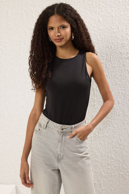 Trendyolmilla Siyah-Beyaz 2li Paket Fitted Bisiklet Yaka Alttan C?tc?tl? Orme Body TWOSS25BD00017  фото 2