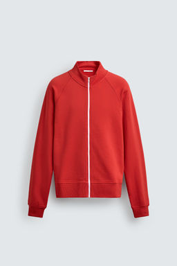 SUDADERA RELAXED FIT CREMALLERA CONTRASTE / Rojo - Zara фото 7