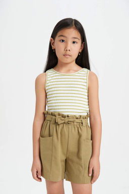 Шорты в бумажном пакете для девочек - Defacto фото 5