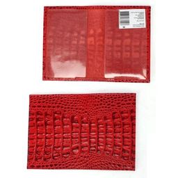 Обложка для паспорта Croco-П-400 натуральная кожа красный КЛ (96) 244009