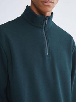 Fermuarl? Dik Yaka Erkek Kal?n Sweatshirt