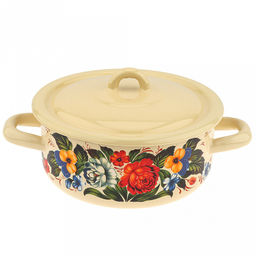 "Татьяна" Кастрюля эмалированная 1,45л, форма цилиндрическая, металлическая крышка (Россия)