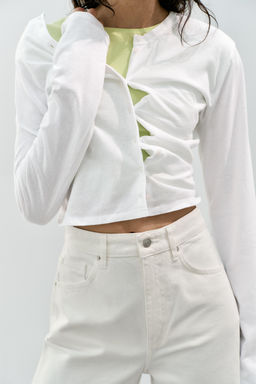 JEANS TRF EXTRA WIDE LEG TIRO ALTO / Blanco roto