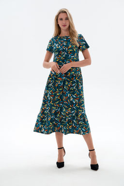 Платье женское из кулирки Кармелита веточка бирюза - Амадэль фото 11