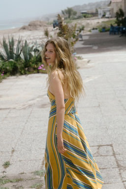 VESTIDO MIDI RAYAS ASIM?TRICO / Multicolor - Zara фото 10
