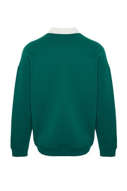 TRENDYOL MAN Premium Indigo Oversize/Genis Kesim Gomlek Ici Polarl? Sweatshirt TMNAW24SW00187 - Trendyolmilla фото 15