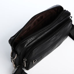 Сумка мужская через плечо, искусственная кожа, цвет чёрный - Simaland фото 4