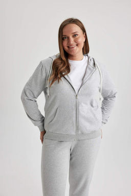 Толстовка обычного кроя на молнии с капюшоном - Defacto фото 8