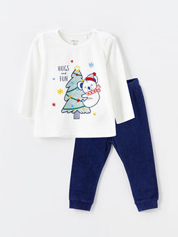 Bisiklet Yaka Uzun Kollu Bask?l? Erkek Bebek Pijama Tak?m?
