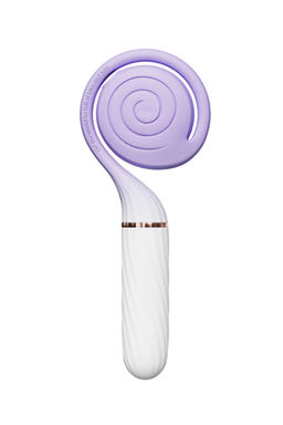 Вибратор с вакуумным стимулятором OTOUCH Lollipop Dual Stimulation, силикон, бело-фиолетовый, 20 см