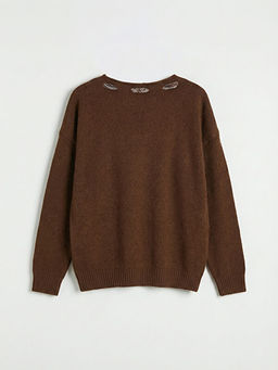 Bisiklet Yaka Fular Detayl? Kad?n Triko Kazak