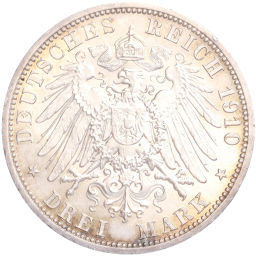 Монета 3 марки 1910 года A Германия (Саксен-Веймар-Aйзенах) Свадьба Вильгельма и Феодоры