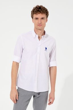 U. S. Polo Assn Мужская красная белая рубашка с принтом