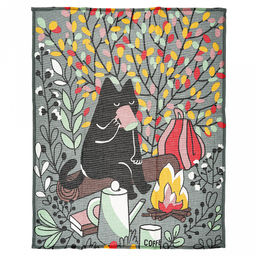 Полотенце кухонное 50х60см "Котофей и кофе", набор 3шт, рогожка 156г/м2, хлопок 100%, на картоне, "Домашняя мода" (Россия)