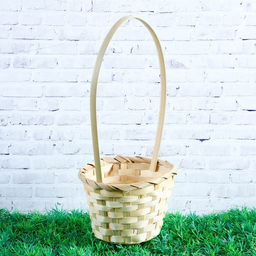 Цена за 2 шт. Корзина плетёная бамбук, d=13xH9.5/28 см натуральный