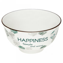 "Счастье" Пиала фарфоровая 450мл, д12,7х6,9см, с деколью, отводка (Китай)