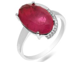 Кольцо из серебра турмалин малиновый выращ., Чезара