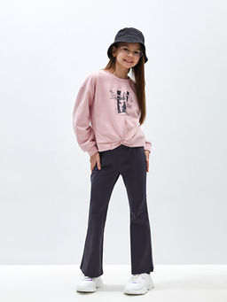 Bisiklet Yaka Bask?l? Uzun Kollu K?z ?ocuk Sweatshirt - Waikiki фото 2