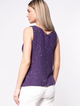 ЛИКВИДАЦИЯ / Топ из хлопка крупной вязки с пайетками - Vilatte фото 4