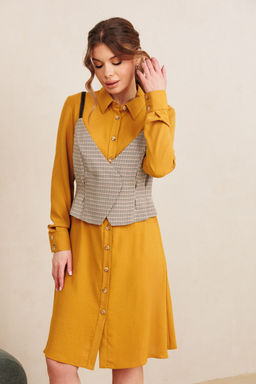 Костюм AMORI 7100 горчица+клетка  фото 4