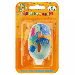 Свеча для торта "День рождения-22" 4,4х1,2х7,7см, парафин, "Цифра 6" (Россия) Свеча для торта "День рождения-22" 4,4х1,2х7,7см, парафин, "Цифра 6" (Россия)