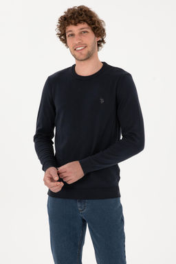 Erkek Slim Fit Bisiklet Yaka Lacivert Basic Kazak - U.s. polo assn фото 3