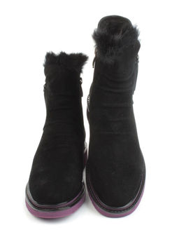 04-A3C1002-21B100M BLACK Ботинки зимние женские (натуральная замша, натуральная шерсть)