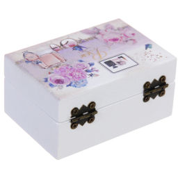 Шкатулка деревянная с зеркалом "МАРЦИПАН", пудровые пионы, 9.5*6.5*5см (в коробке)