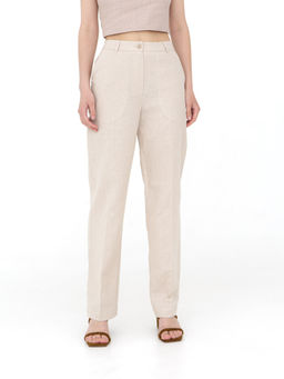 Брюки из льна и хлопка КЛ-7809-ИЛ23 бежевый