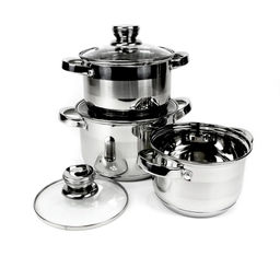 Набор посуды нерж. "Kelli" 6 пр со стекл. крышками, арт. KL-4215