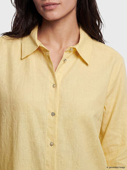 Keten Kar???ml? Oversize Kad?n G?mlek