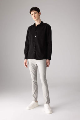 Брюки-чиносы узкого кроя из парусины - Defacto фото 2