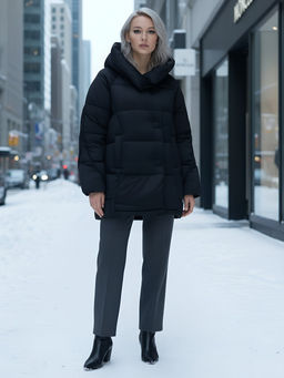 Куртка зимняя женская с капюшоном модная черного цвета 7651Ch - Visdeer фото 21