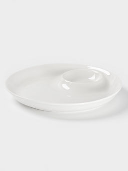 Блюдо с соусником Доляна White Label, d=25 см, фарфор, белое