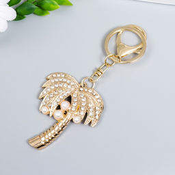 Брелок для ключей на кольце с карабином «Пальма с жемчугом», металл, 13×4.4 см