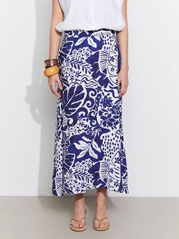 Beli Lastikli ?i?ekli Kad?n Etek