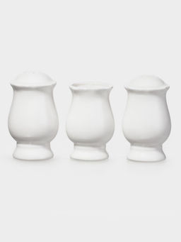 Набор для специй WY Renessans, 3 предмета: солонка, перечница, подставка для зубочисток, 60 мл, фарфор, белый