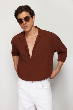 TRENDYOL MAN Beyaz Oversize Fit Apas Yaka Yazl?k Keten Gorunumlu Gomlek TMNSS23GO00053 - Trendyolmilla фото 36