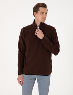 Kahverengi Regular Fit Yar_m Fermuarl_ Polar Sweatshirt - Pierre cardin фото 3