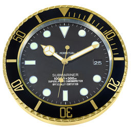 Часы настенные Субмарина д34см мягкий ход, металл., с датой (с люминесцентным циферблатом) (Китай)