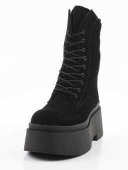 04-PAT225-2Z BLACK Ботинки зимние женские (натуральная замша, 100% шерсть)