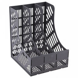 Подставка-лоток-огранайзер вертикальная для бумаг/папок 23х26х30,5см, 3 отделения, сетчатый, пластик, цвет - серый, в разобранном виде, в п/эт пакете (Китай)